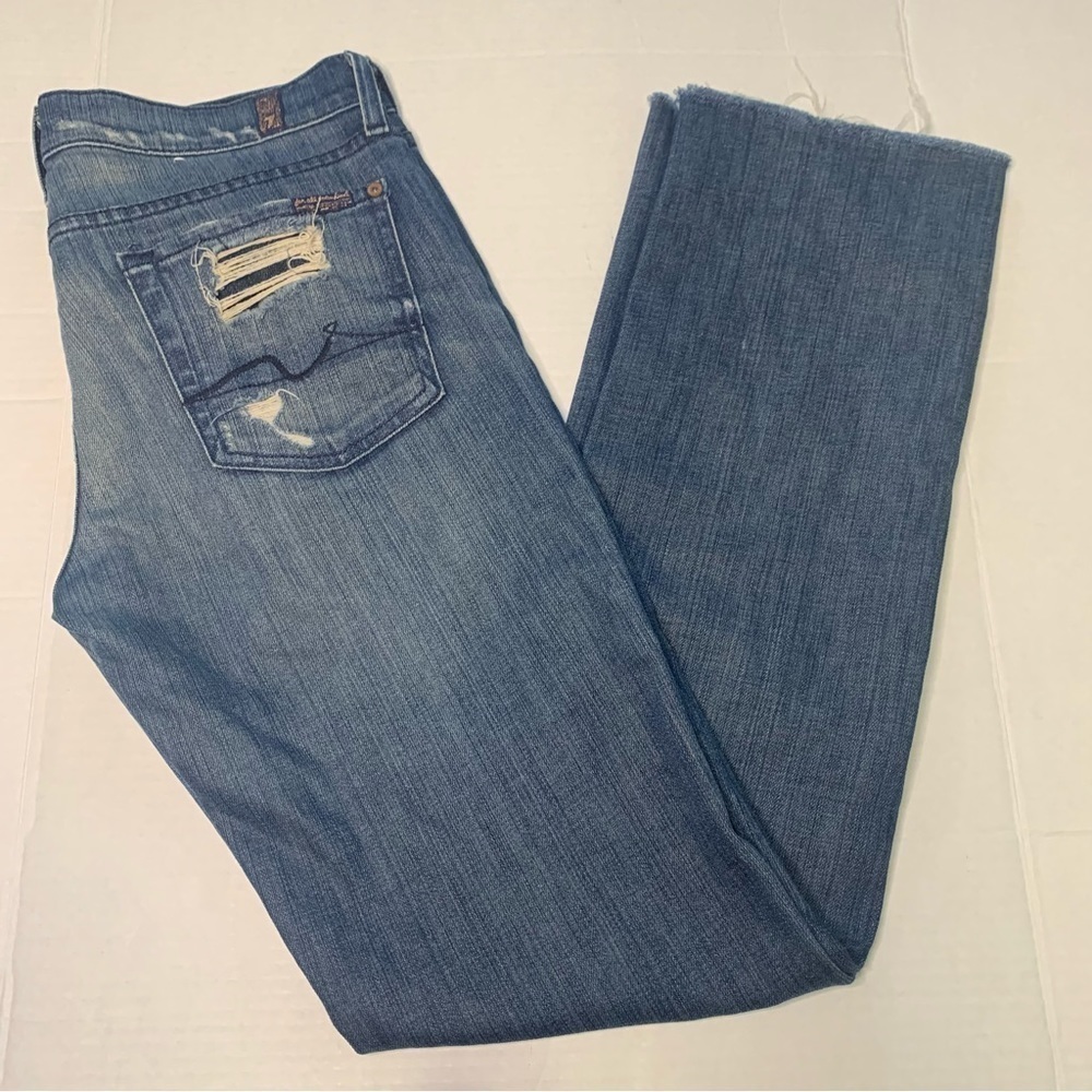 7 For All Mankind Distressed Straight Leg Jeans Size 29
